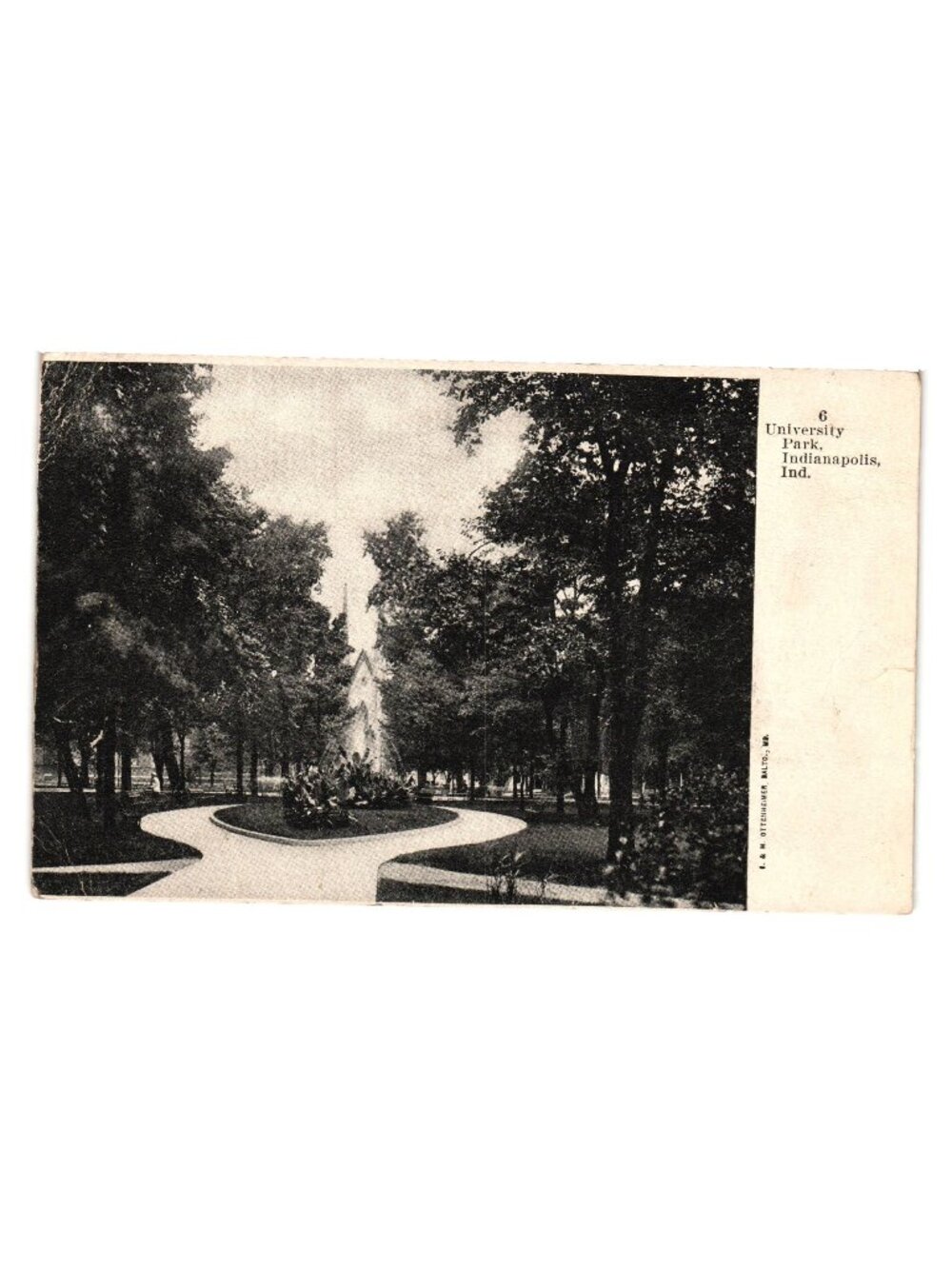 University Park Indianapolis Ind Vintage Black White Postcard  E W Ottenheimer
